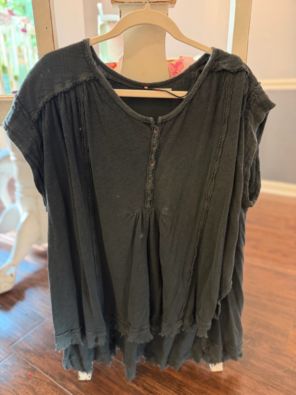 Free People Washed Black Over-sized Tunic/ Blouse